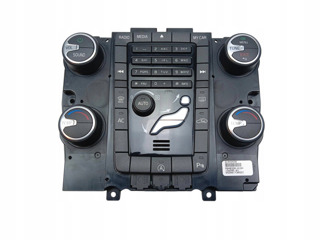 CONTROL PANEL FOR AIR CONDITIONING RADIO VOLVO V60 AND 31443428