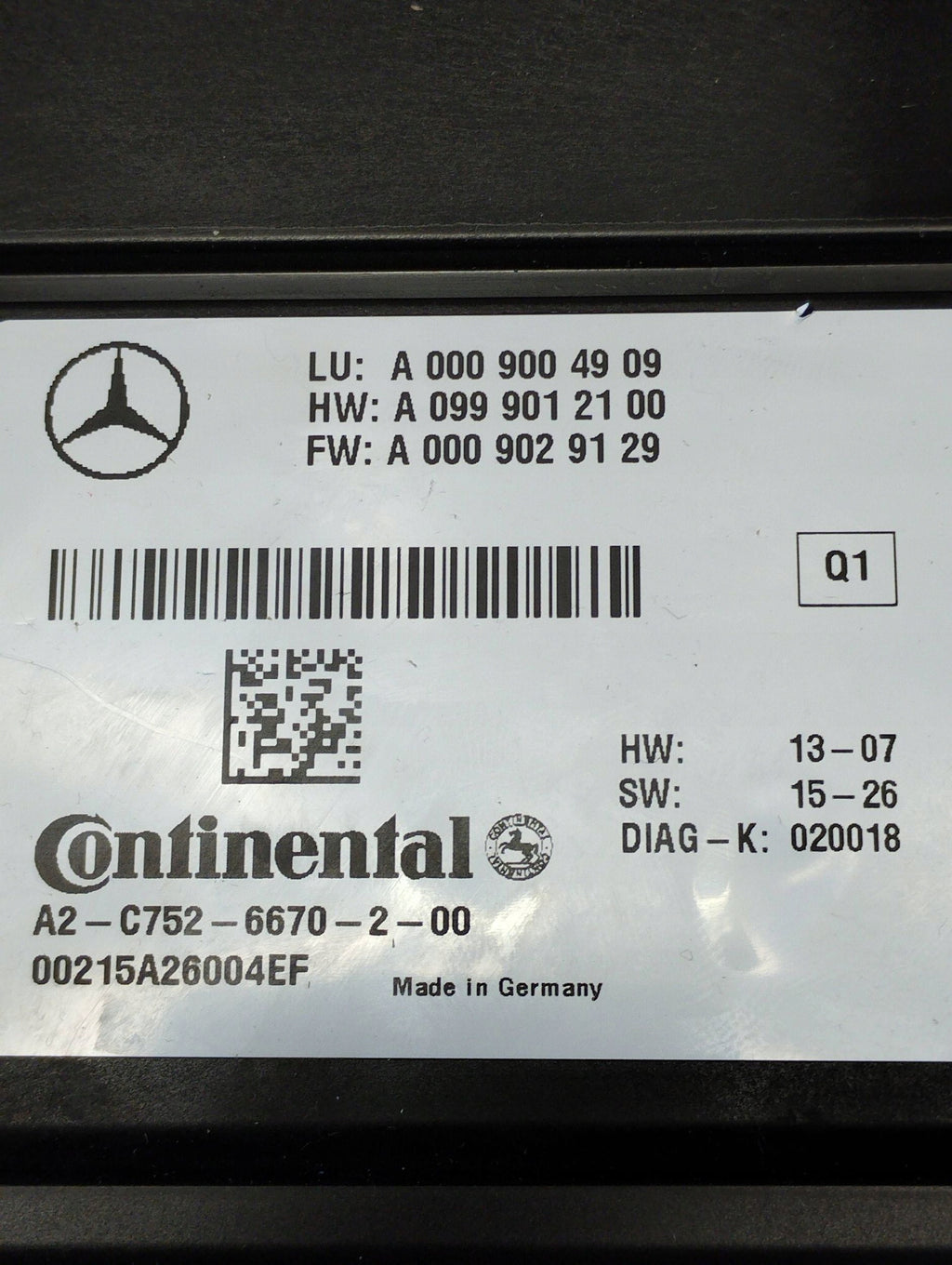 Mercedes-Benz GLC X253 MODULE CONTROLLER DISTANCE RADAR A0009004909