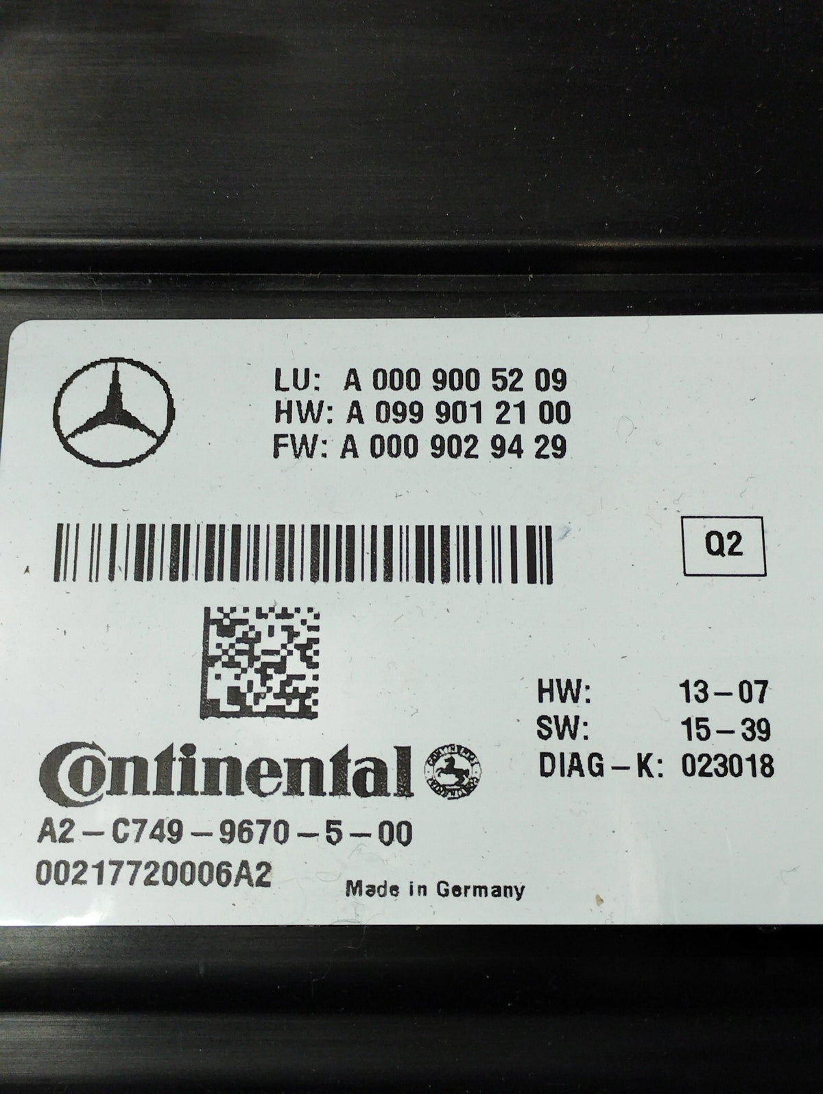 Mercedes-Benz GLE W166 RADAR MODULE A0009005209