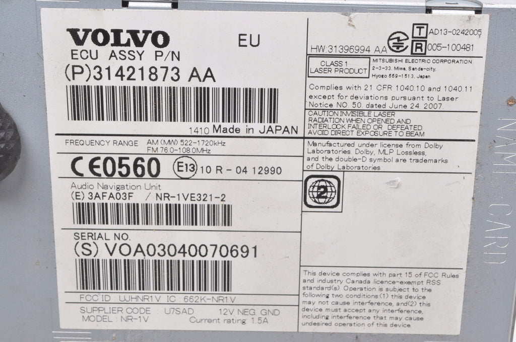 VOLVO V60 RADIO NAVIGATION 31421873