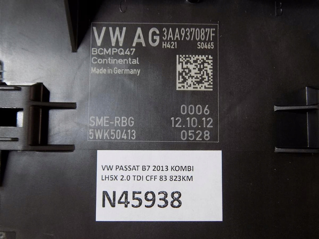 VW PASSAT B7 DRIVER MODULE BCM 3AA937087F
