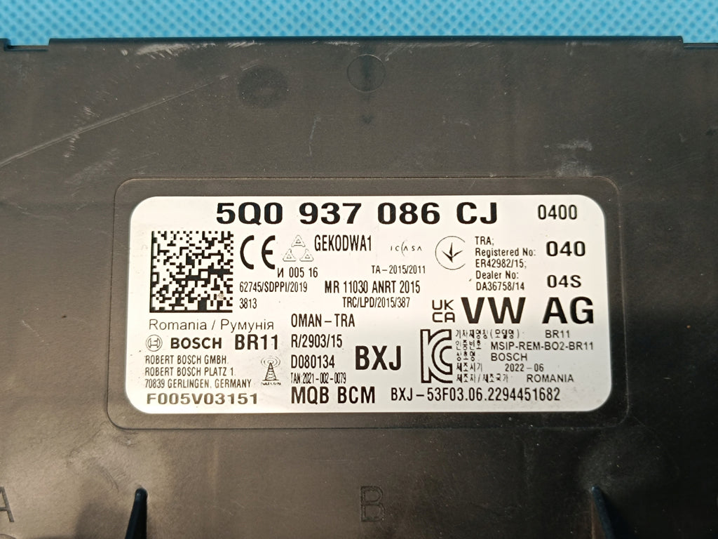VW PASSAT B8 VARIANT 1.5 TSI 2024 R COMFORT CONTROLLER MODULE 5Q0937086CJ