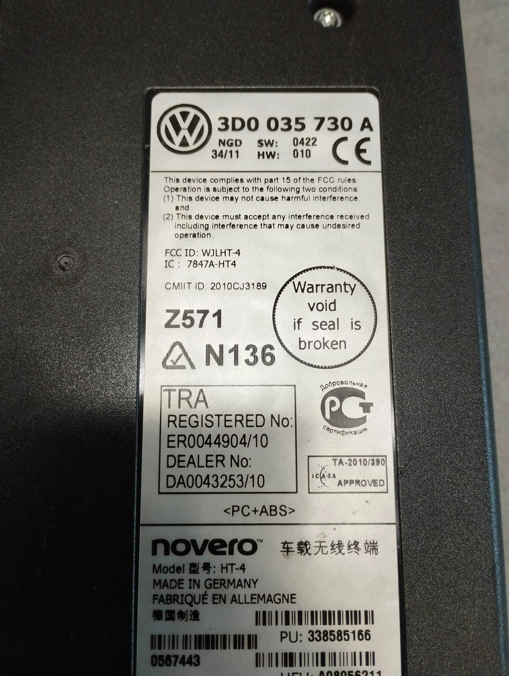 Volkswagen Phaeton Bluetooth Module 3D0035730A